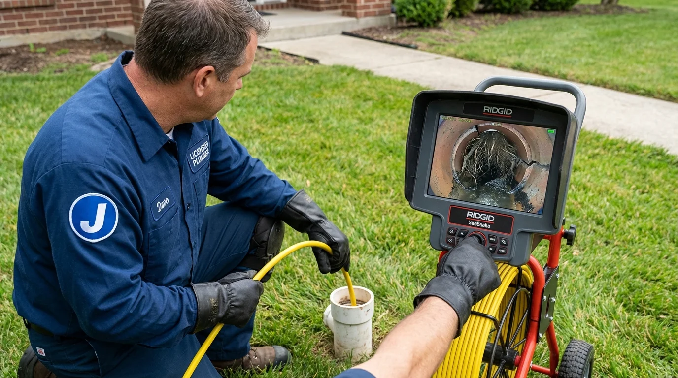 Sewer camera inspection being performed by Johns Plumbing LLC in Wharton